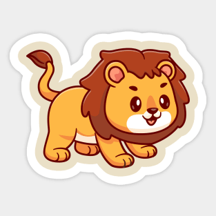 Cute Lion Playing Cartoon Vector Icon Illustration Sticker